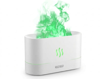 Difusor aromático Kasa Nova en blanco con efecto llama de colores