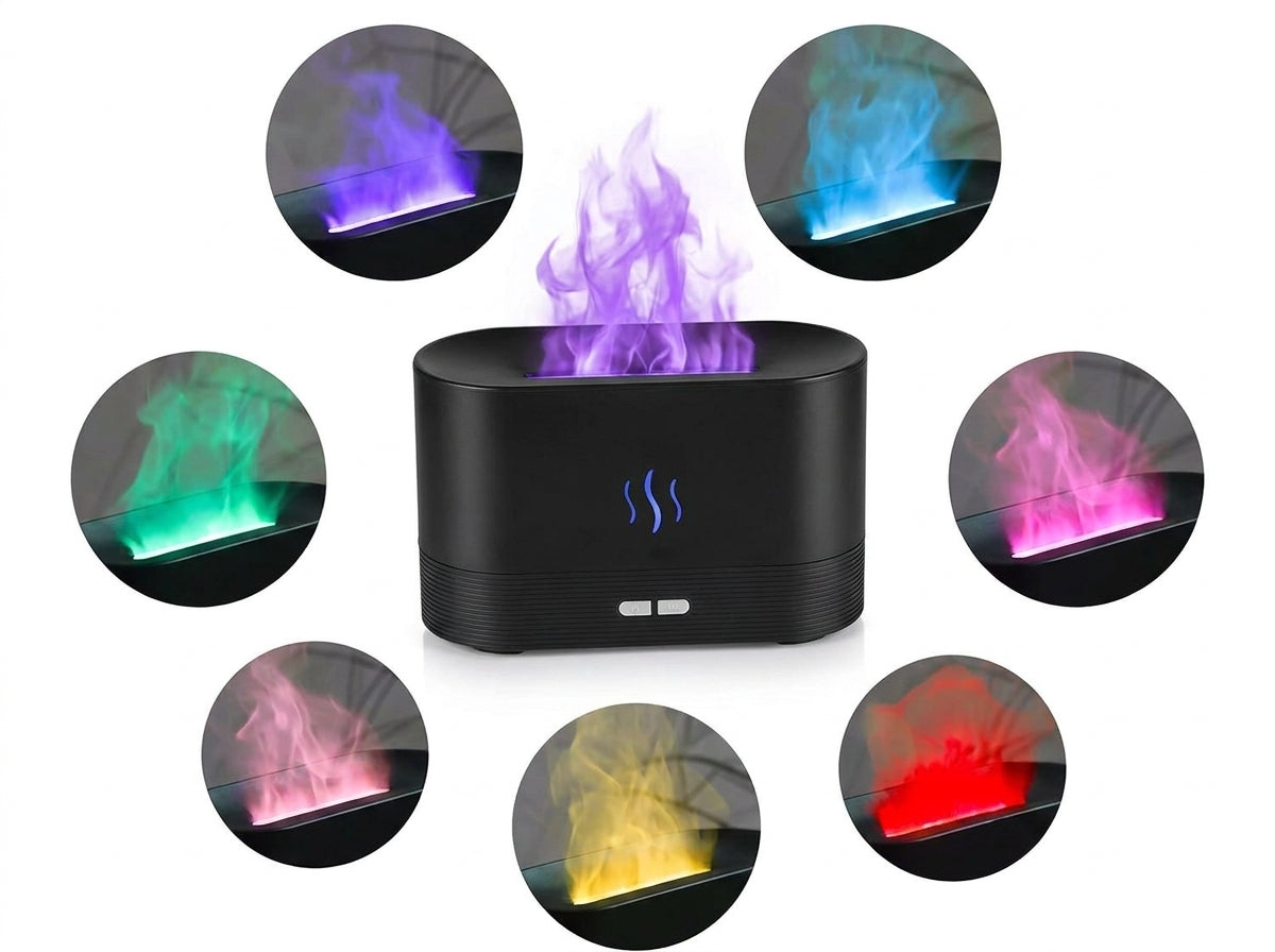 Difusor aromático Kasa Nova en negro con opciones de color de luz